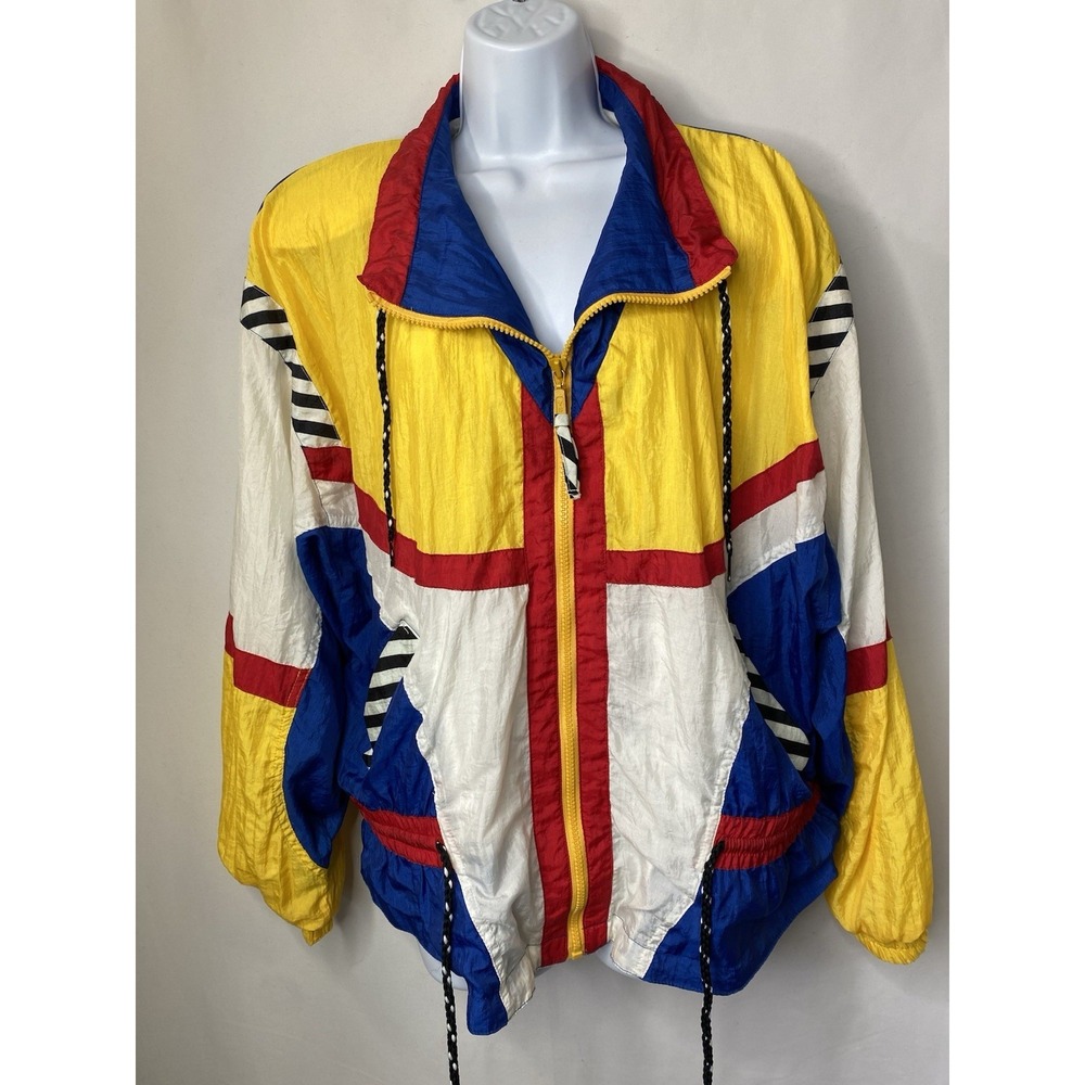 Vintage R.E. Sport Womens Windbreaker Jacket Size Large Nautical Fly Girl Unique
